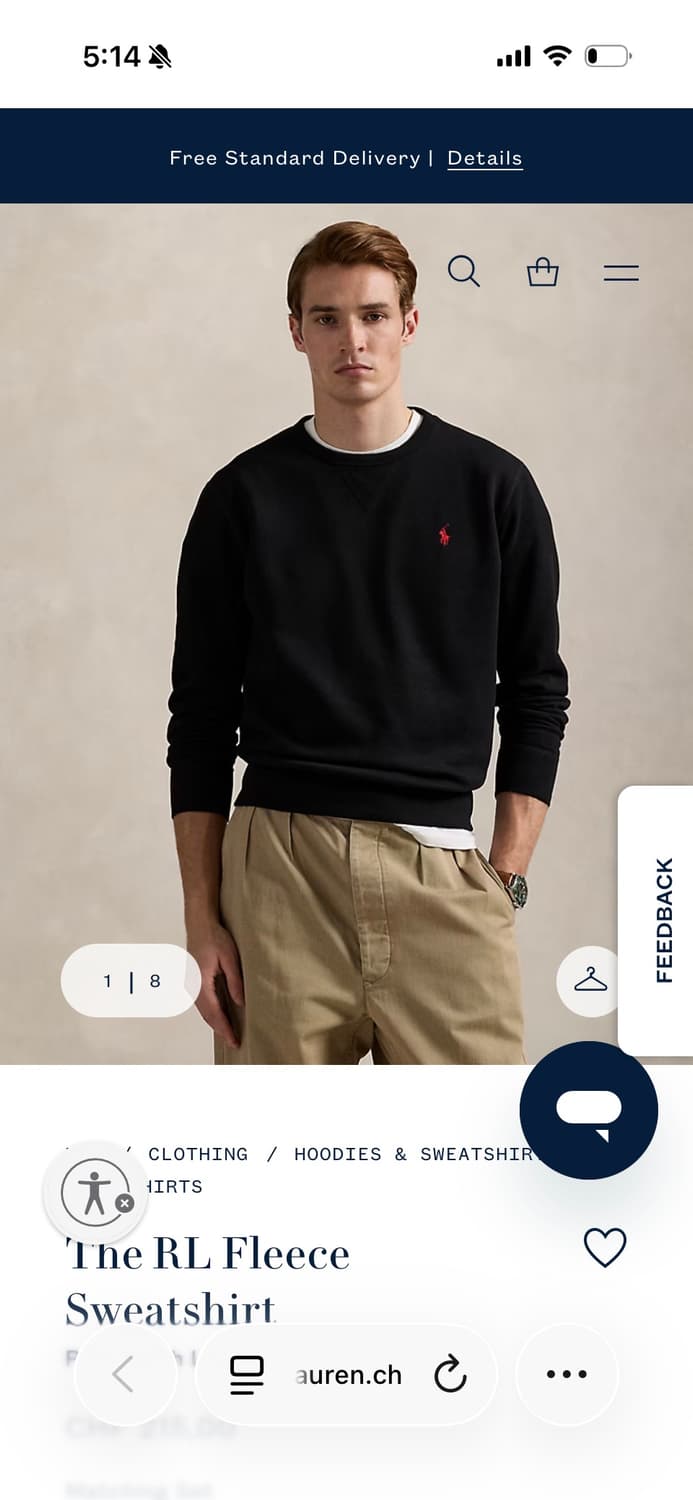 폴로 블랙 맨투맨 (기모) 상품이미지2