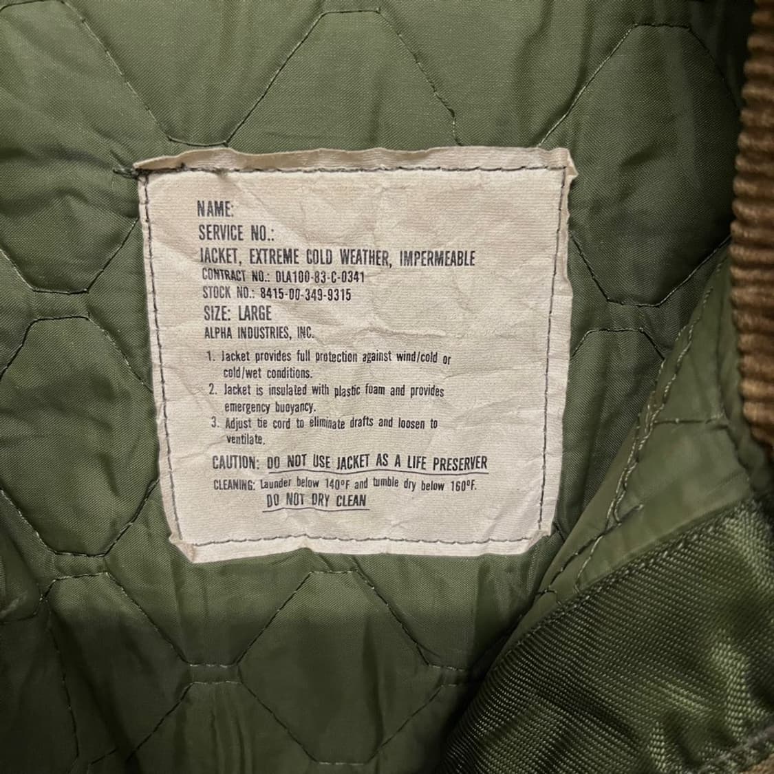 80s 알파 인더스트리 오리지널 미해군 임퍼머블 덱 자켓 N000 상품이미지5