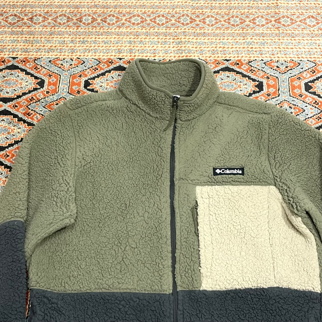 컬럼비아 카키 콤비 플리스 집업 자켓 남성M 상품이미지2