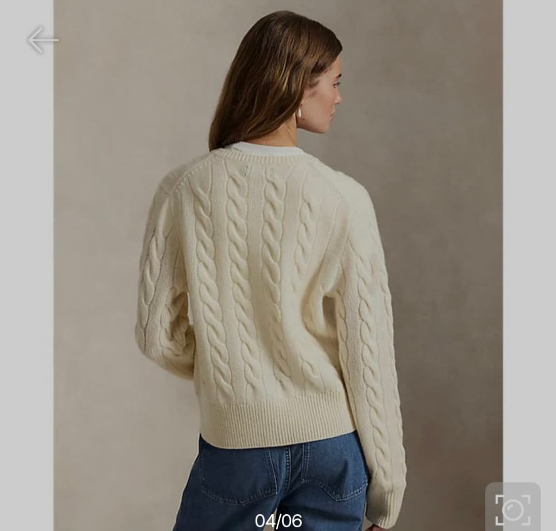 폴로 랄프로렌 울 캐시미어 아이보리 가디건 M 상품이미지2