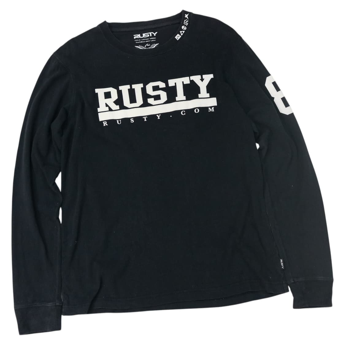 RUSTY 러스티 빈티지 스트리트 넥라인 락시크 프린팅 긴팔티셔츠 상품이미지1