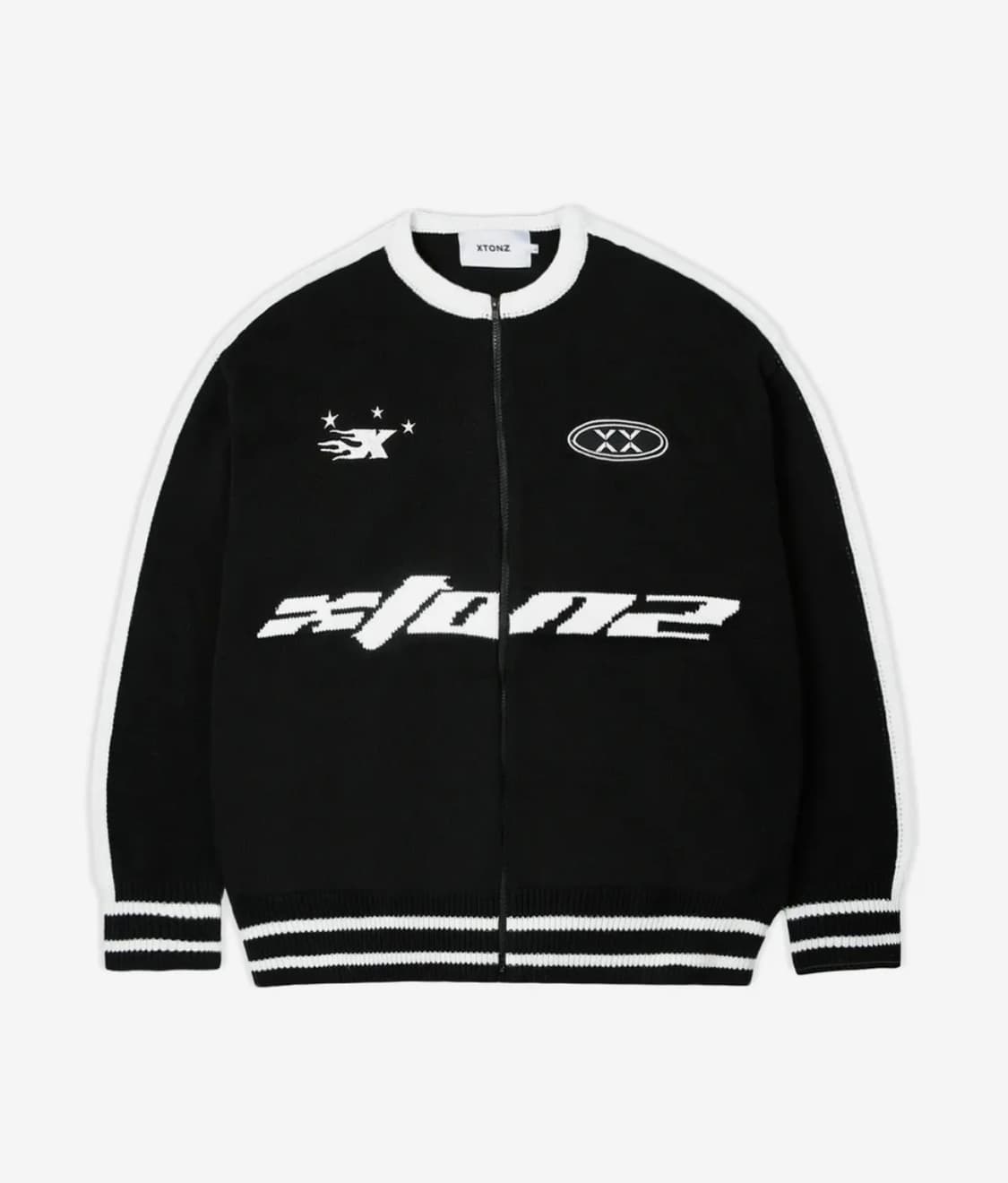 엑스톤즈 XTKO40 스포티 라운드 니트 집업 (BLACK) 상품이미지1