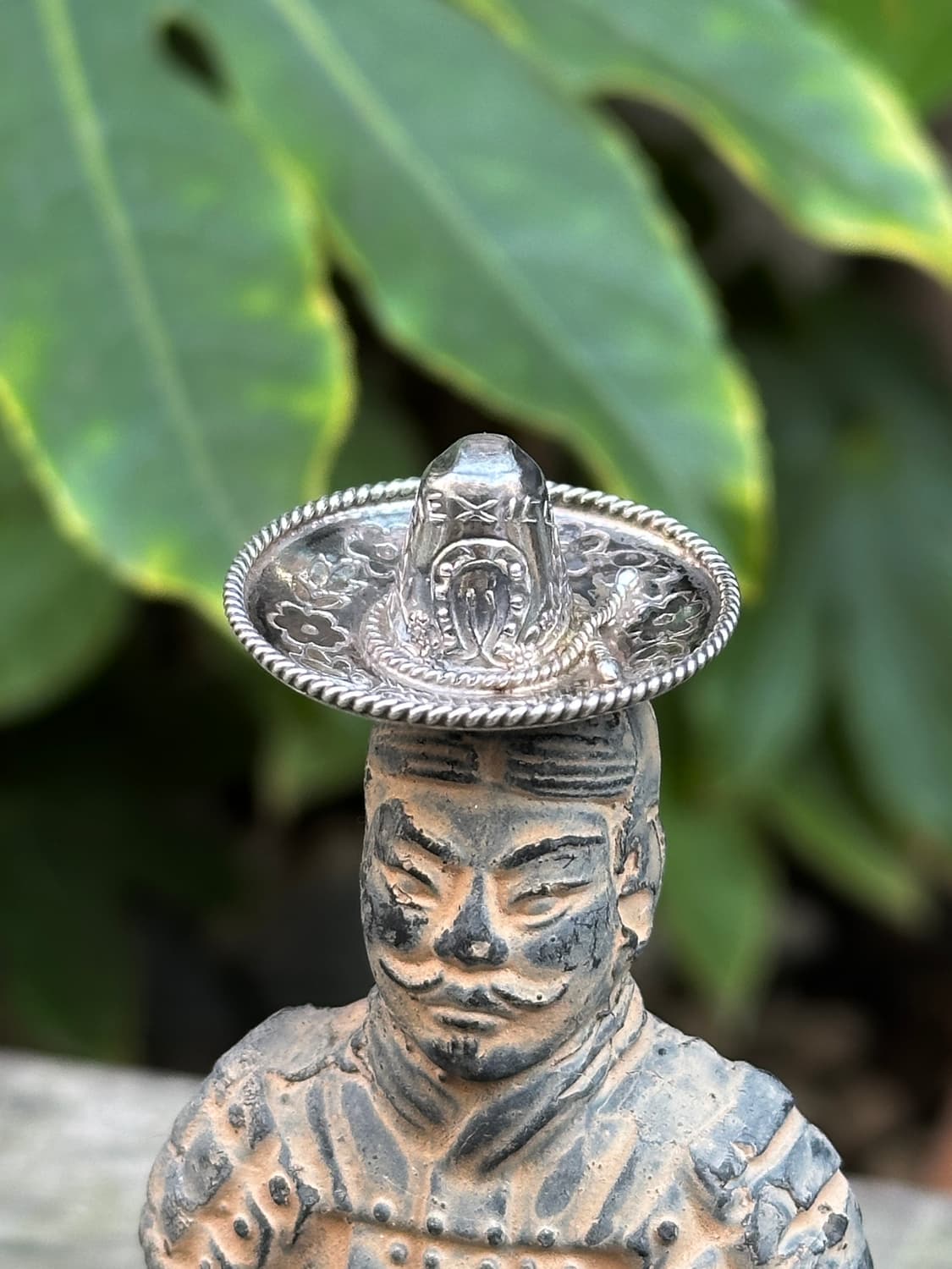 빈티지 멕시코 솜브레로 925 실버 펜던트 브라운 가죽 목걸이 상품이미지4