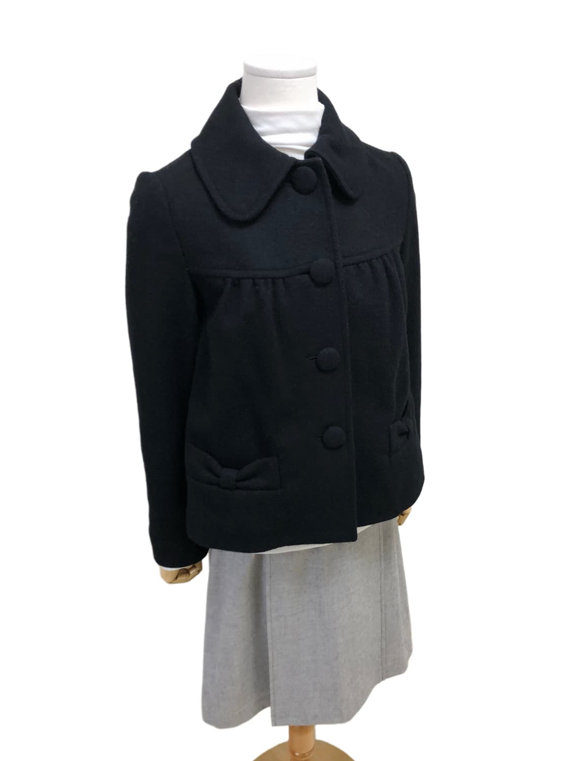 바비 양모 블랙 숏 코트 상품이미지4