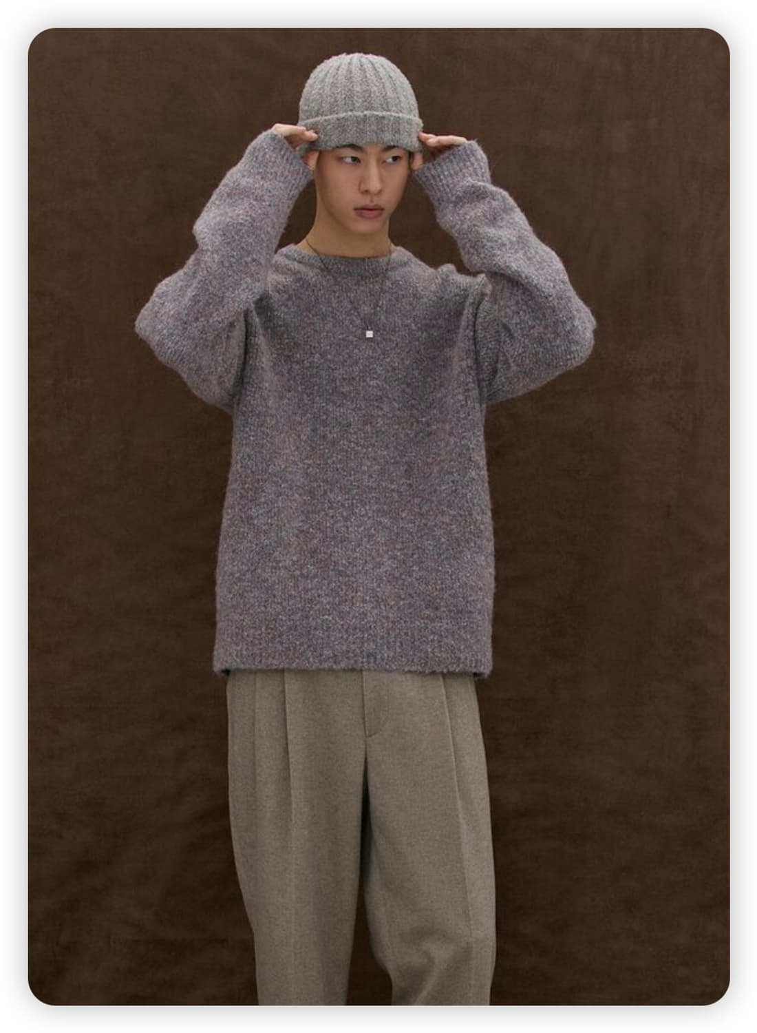 에잇세컨즈 라이트 퍼플 멜란지 라운드 니트 상품이미지1