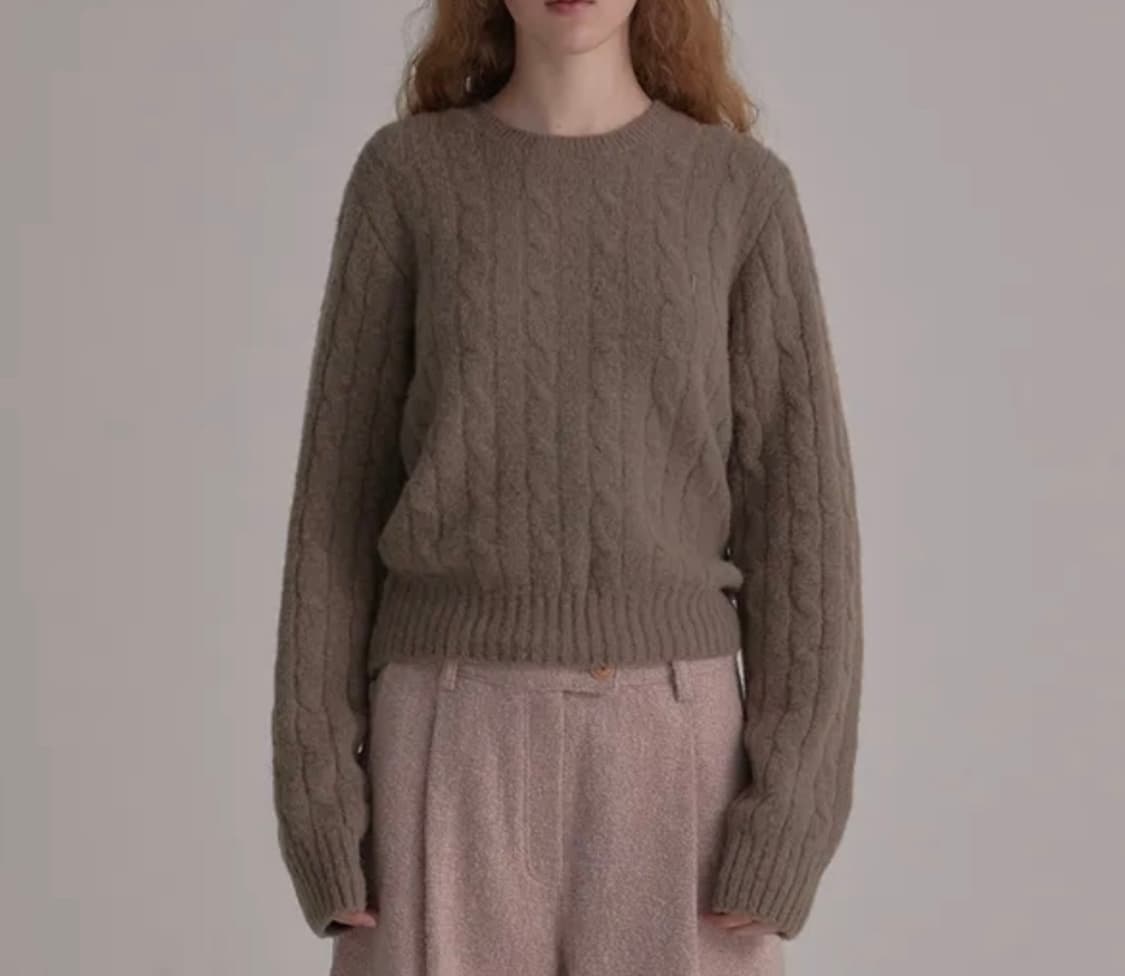 브라운 꽈배기니트 상품이미지1