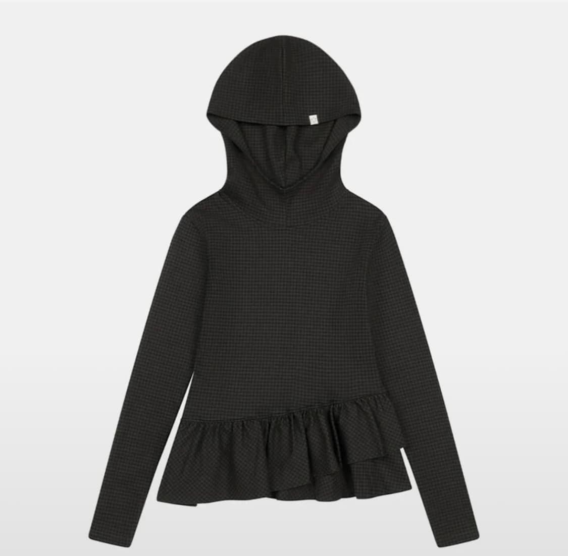 오헤시오 프릴 후디 티셔츠 체크 카키 상품이미지1