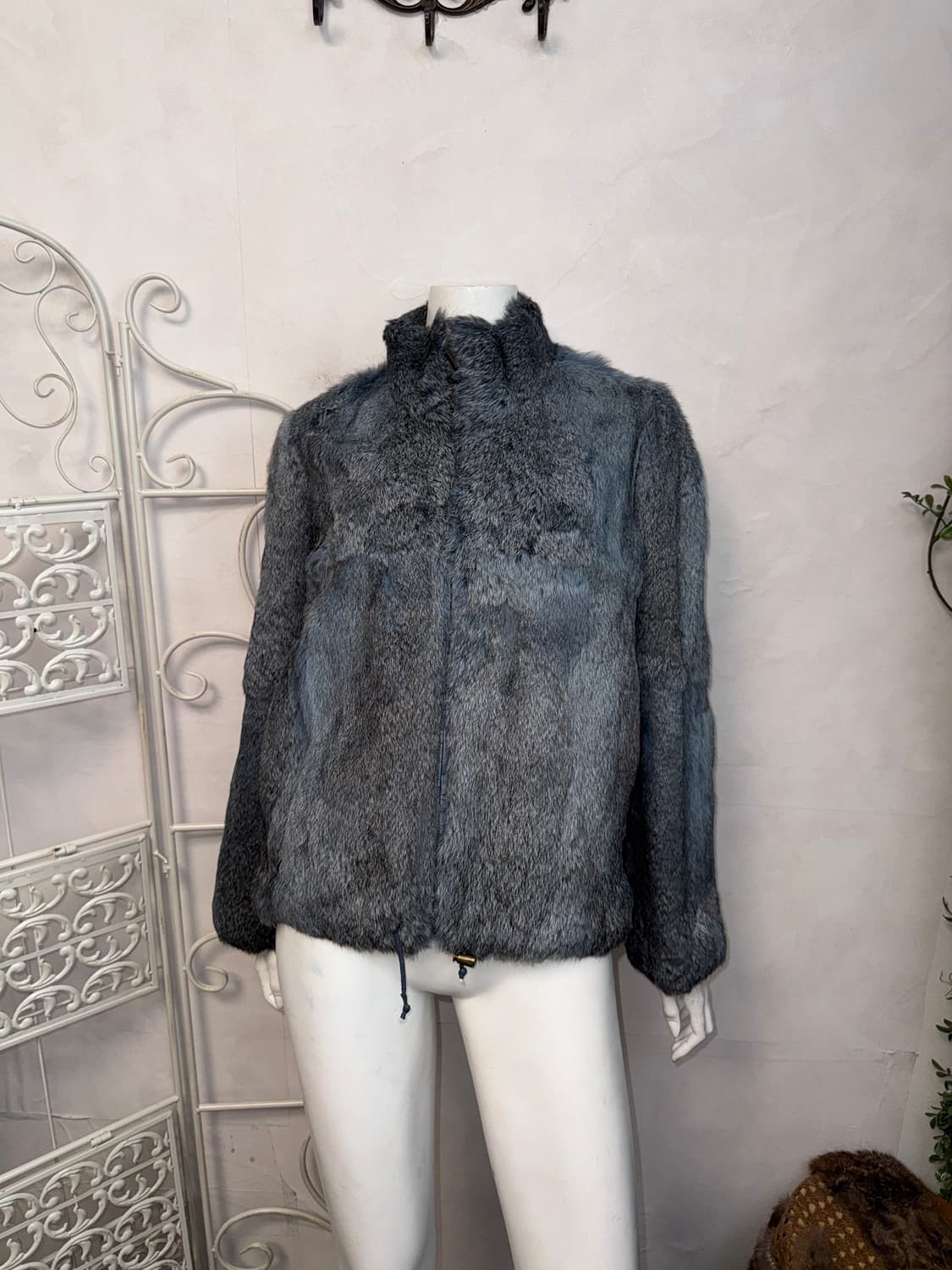 Mixed blue gray rabbit fur zipup jacket  상품이미지4