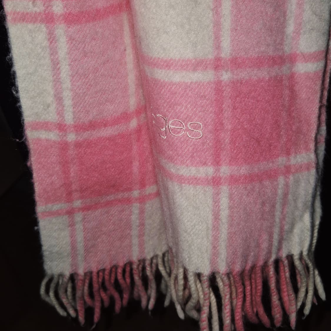 90s 꾸레쥬 핑크 타탄 울 블랭킷&머플러 상품이미지8