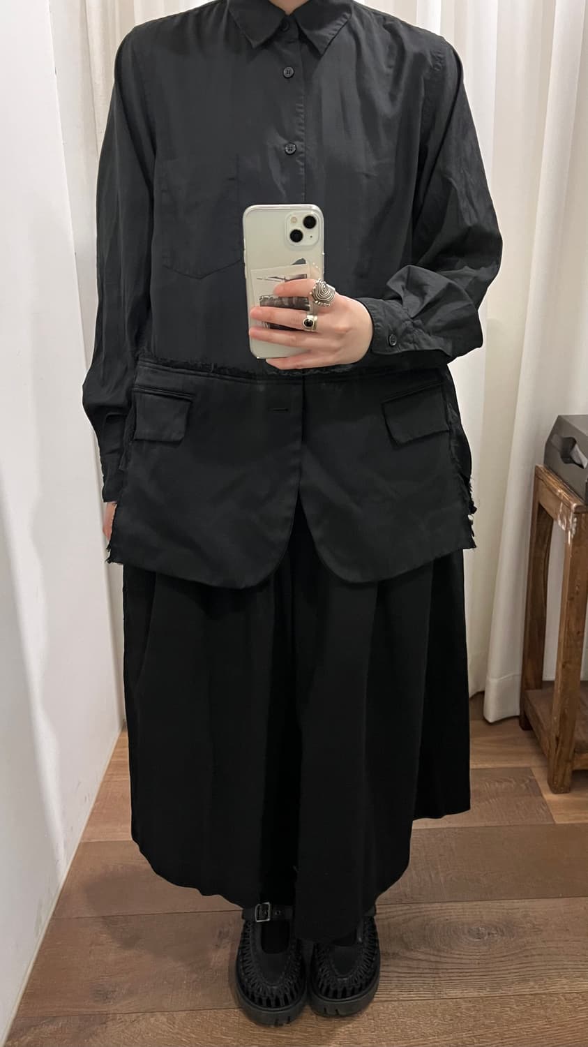 Asymmetry Texture Detail Skirt Pants 상품이미지8