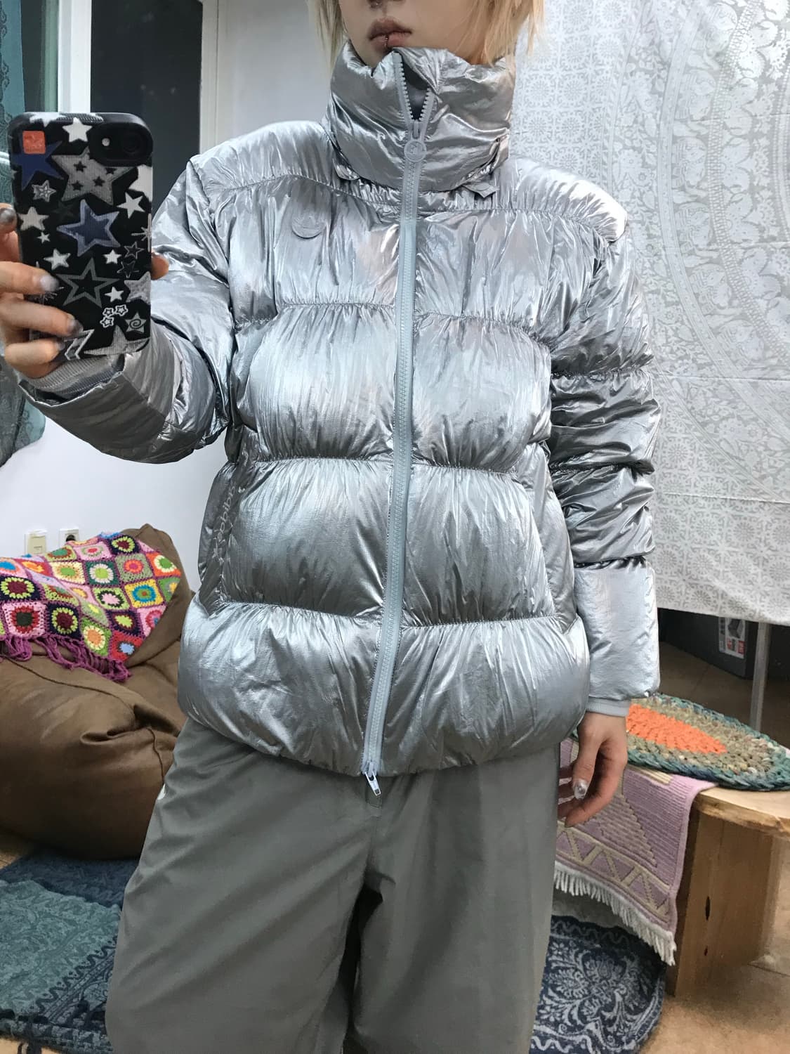 아디다스 뱃지 유로파 실버 덕다운 다운점퍼 패딩  상품이미지1