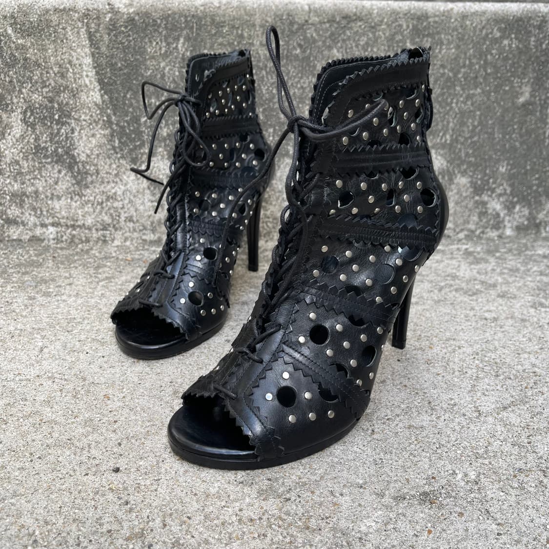 [37] Stuart Weitzman 블랙 레더 힐부츠 (240) 상품이미지1