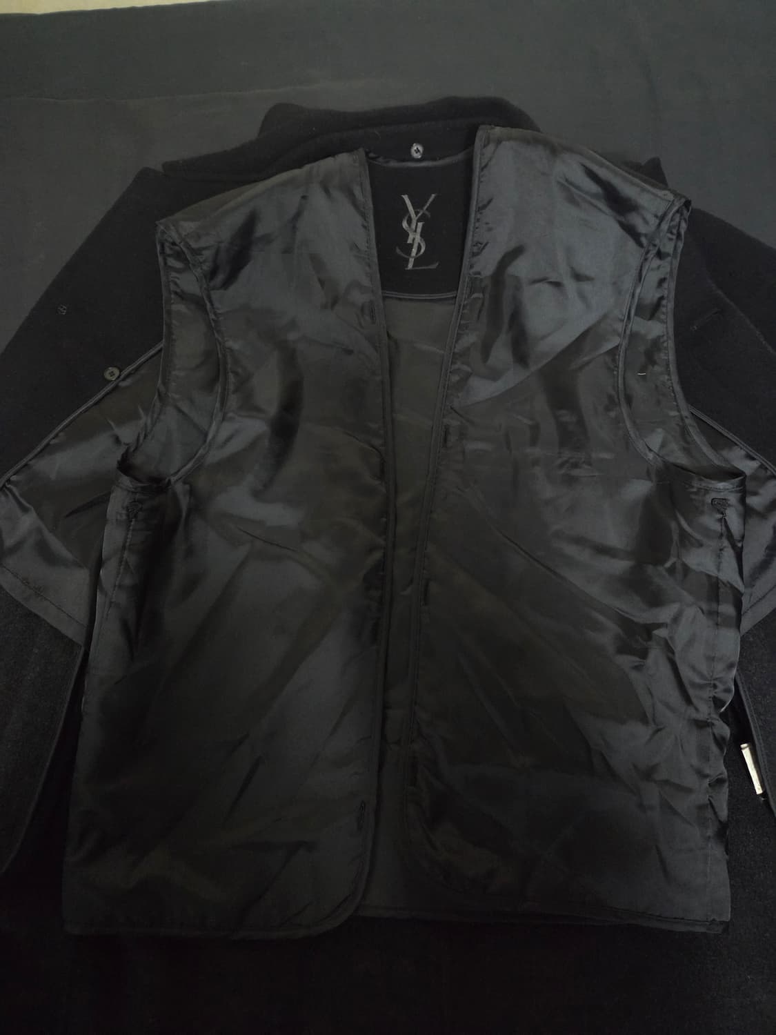 80s 입생로랑 남성 블랙 카코트 100 사이즈(100-105) 상품이미지5