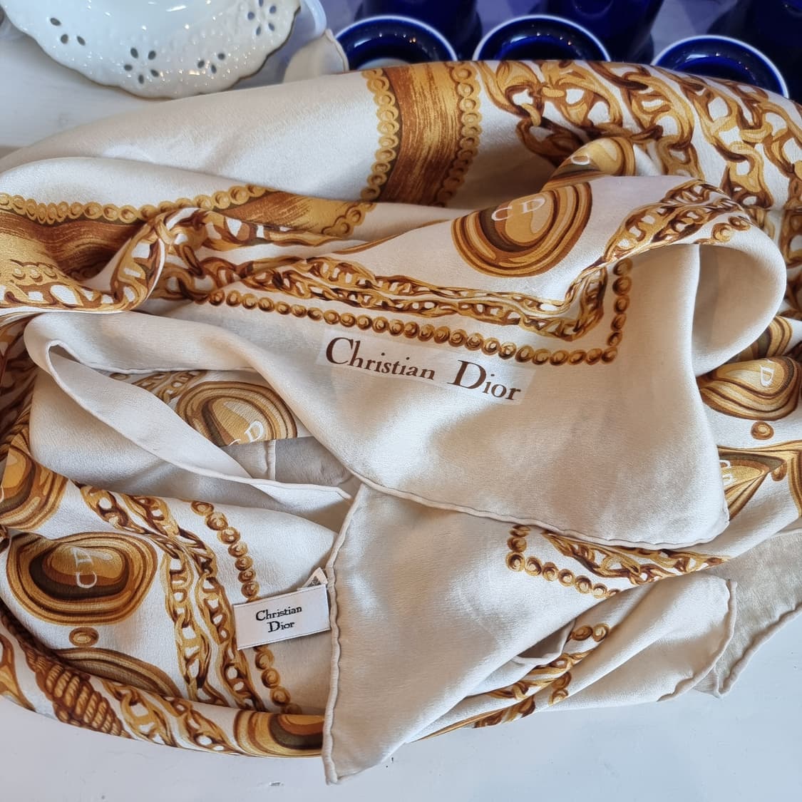 크리스챤 디올 스카프 아이보리 CD 로고 상품이미지10