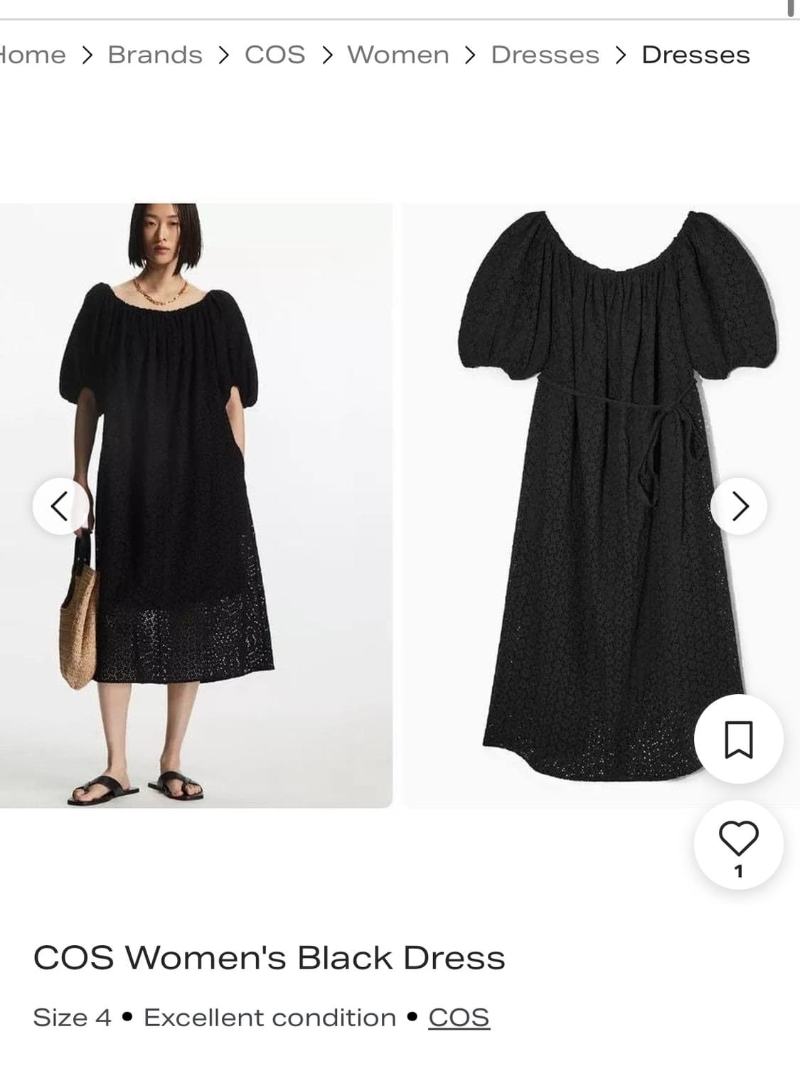 COS 블랙 펀칭 롱 원피스  상품이미지1