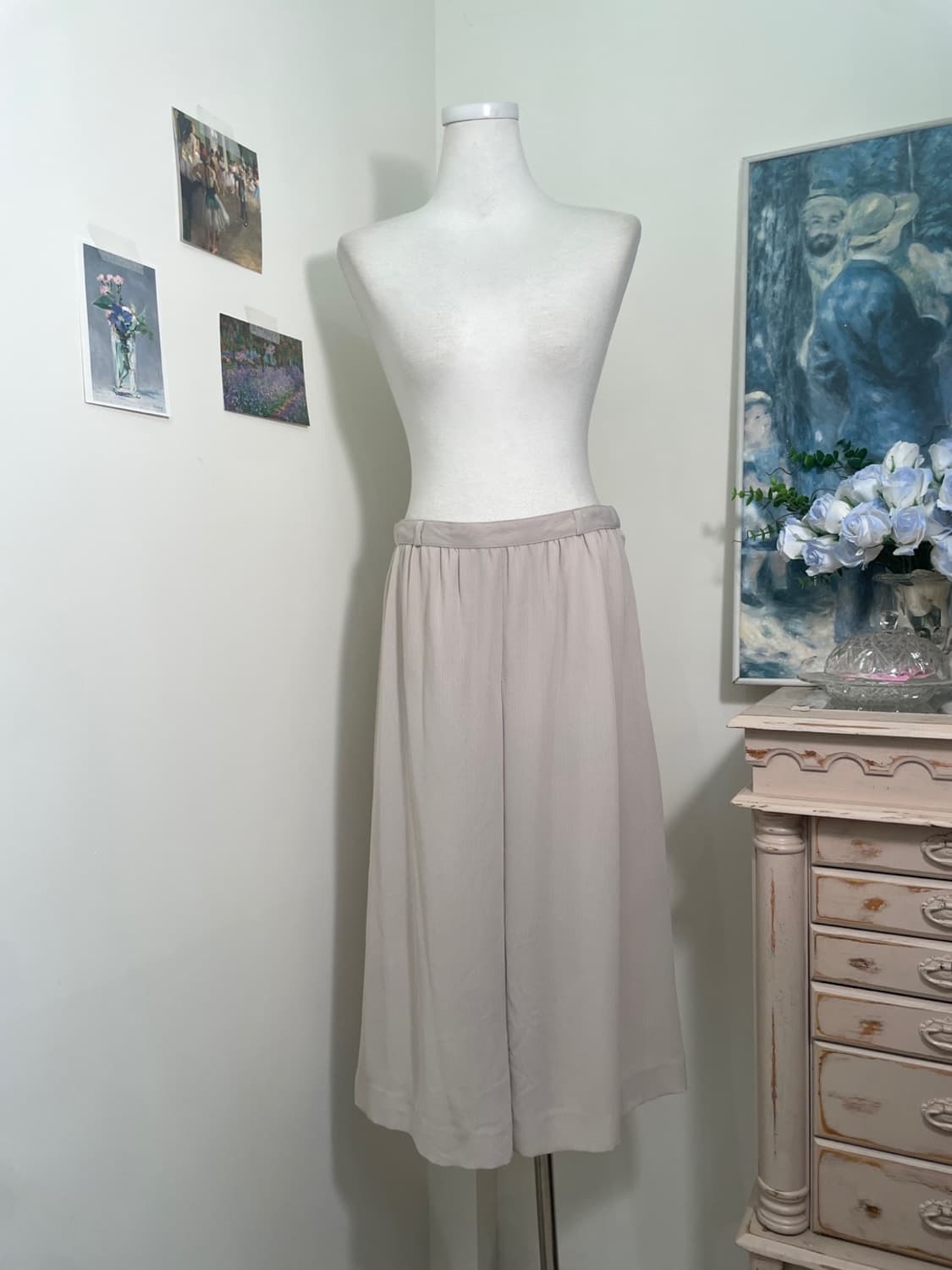 sheer gray pleats point summer skirt 상품이미지1