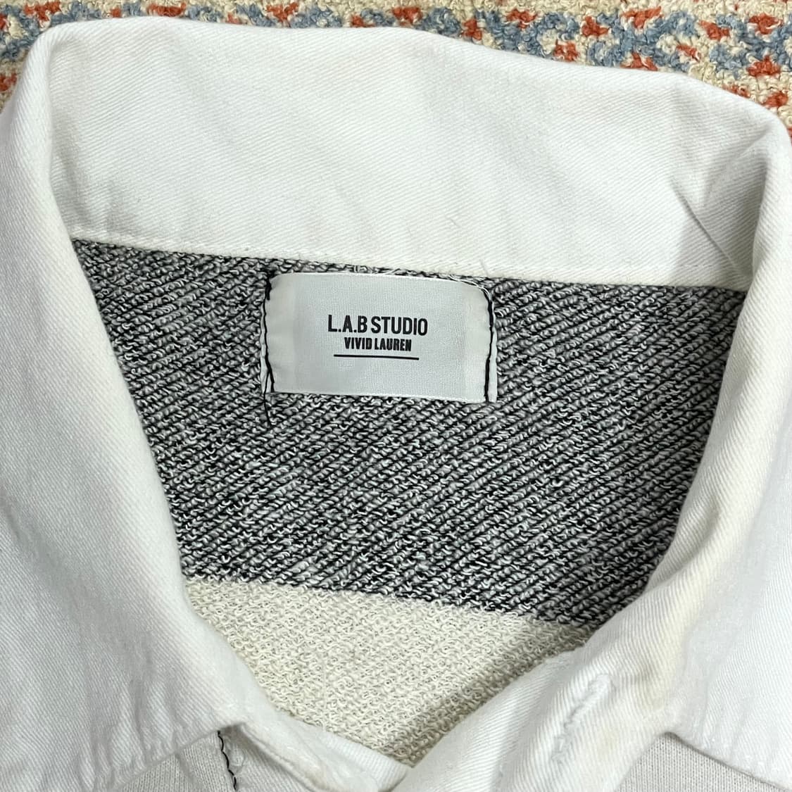 랩스튜디오 단가라 스트라이프 오버핏 카라 맨투맨 남성XL 상품이미지3