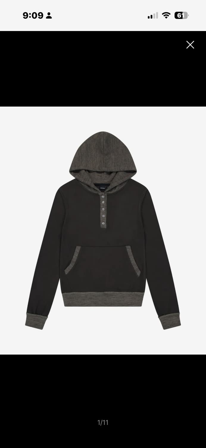 [아캄] Contrast Logo Button Hoodie (Brown) 상품이미지1