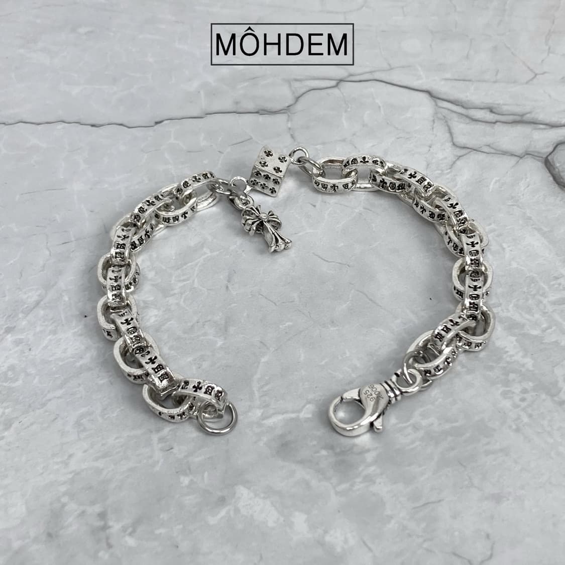 [Unisex] 체인 크로스 크롬 실버 팔찌 상품이미지4