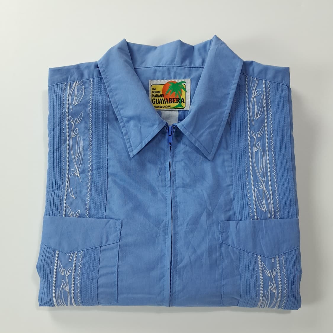 CK448 L 과야베라 90s 4포켓 블루 반팔 집업 셔츠 상품이미지6