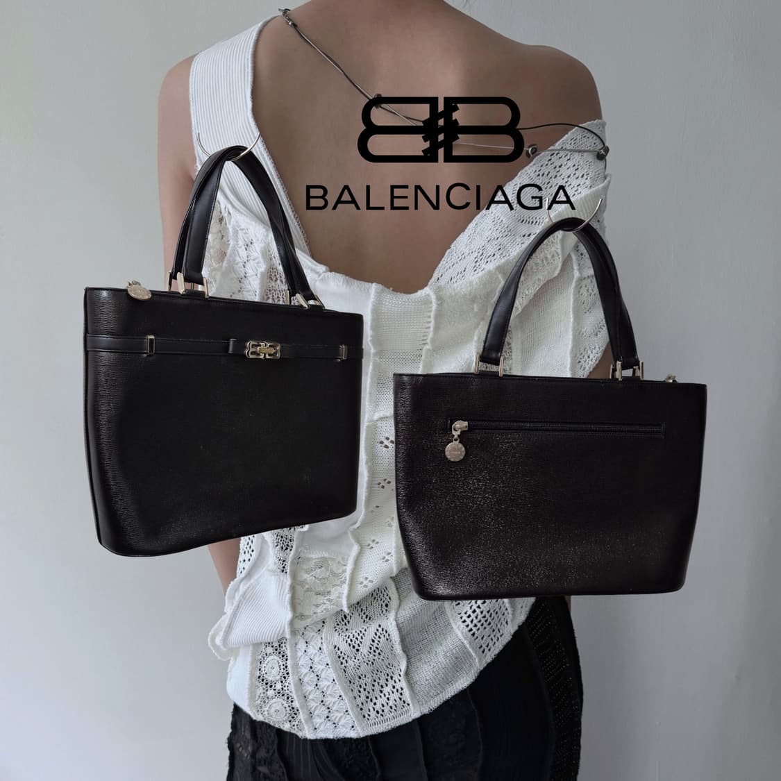 BALENCIAGA 00s Black leather tote Bag 상품이미지2