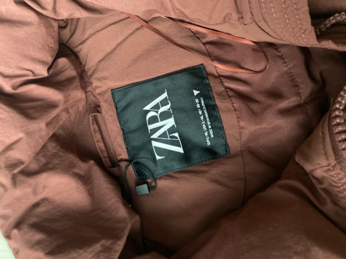 자라 크롭 조끼 패딩 브라운 L-XL 상품이미지3