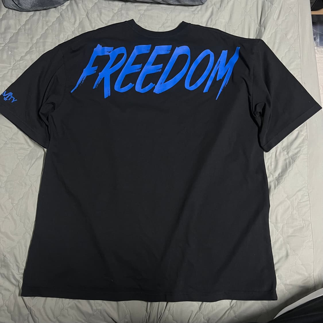 프리덤 백프린팅 반팔 2XL 트레이닝복 뒷로고 오버핏 검정 블루 상품이미지3