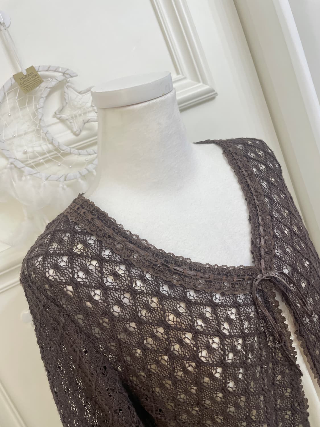 brown bow point crochet cardigan 상품이미지8