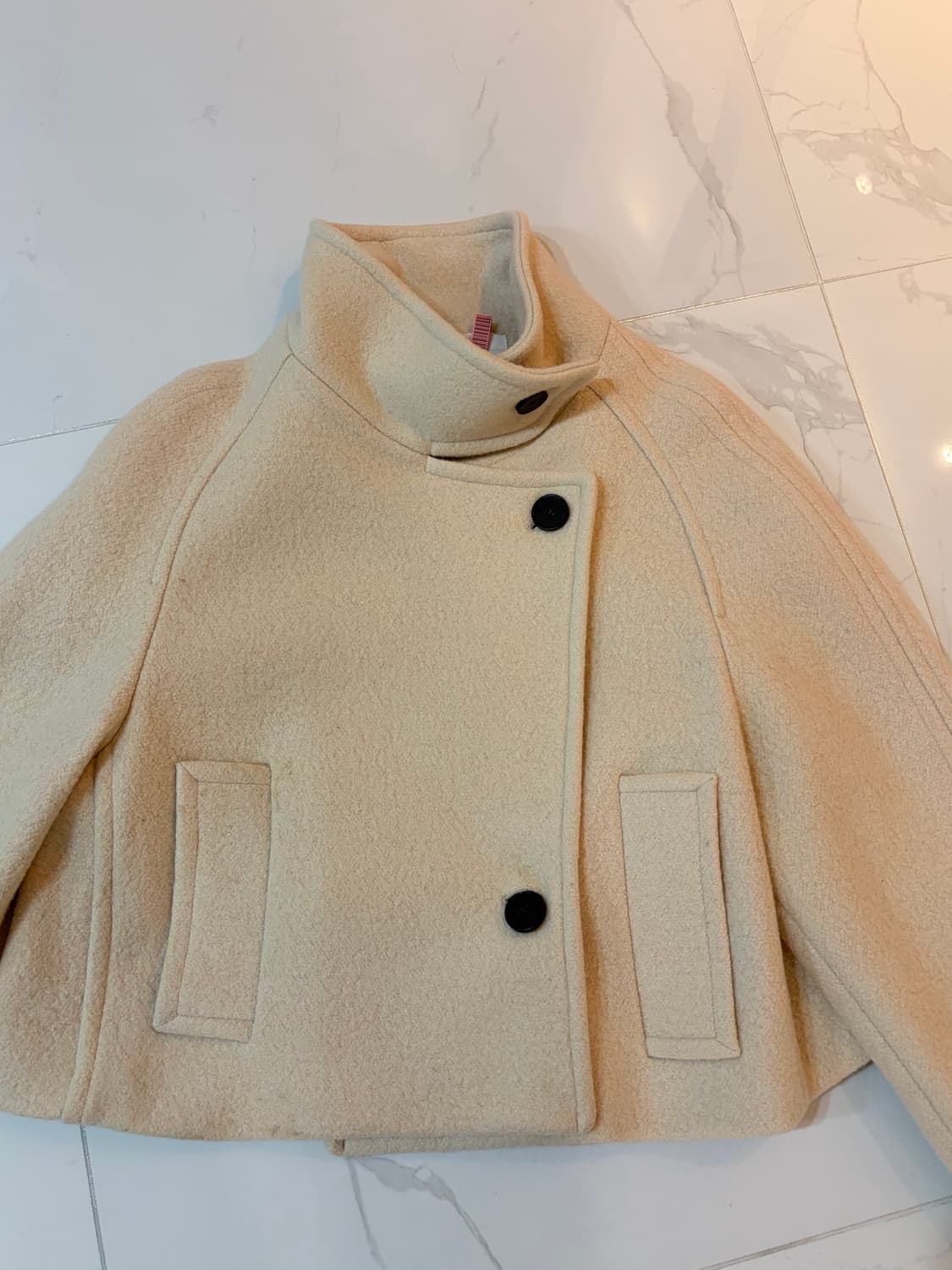 Le 르 알파카 하이넥 코트 자켓 크림색 상품이미지3