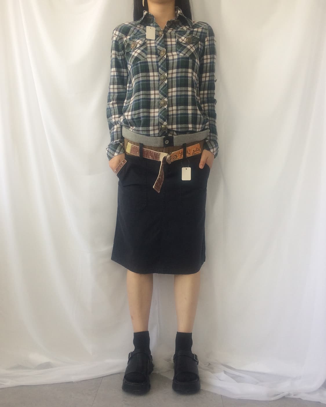 Button point check pattern shirt 상품이미지5