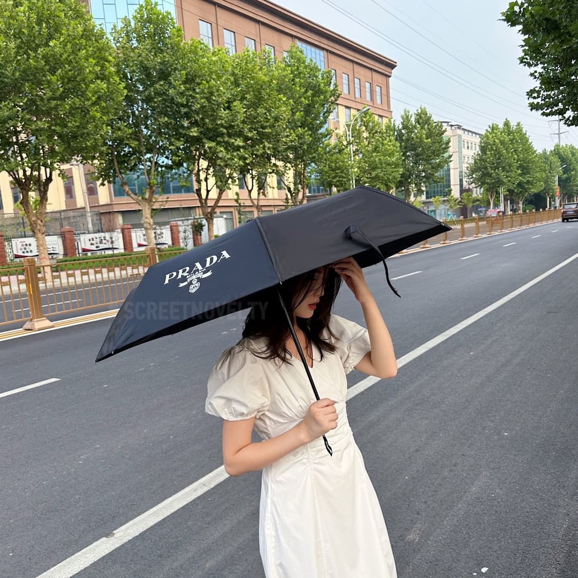 프라다 3단 자동 4계절 양 우산 블랙 상품이미지2