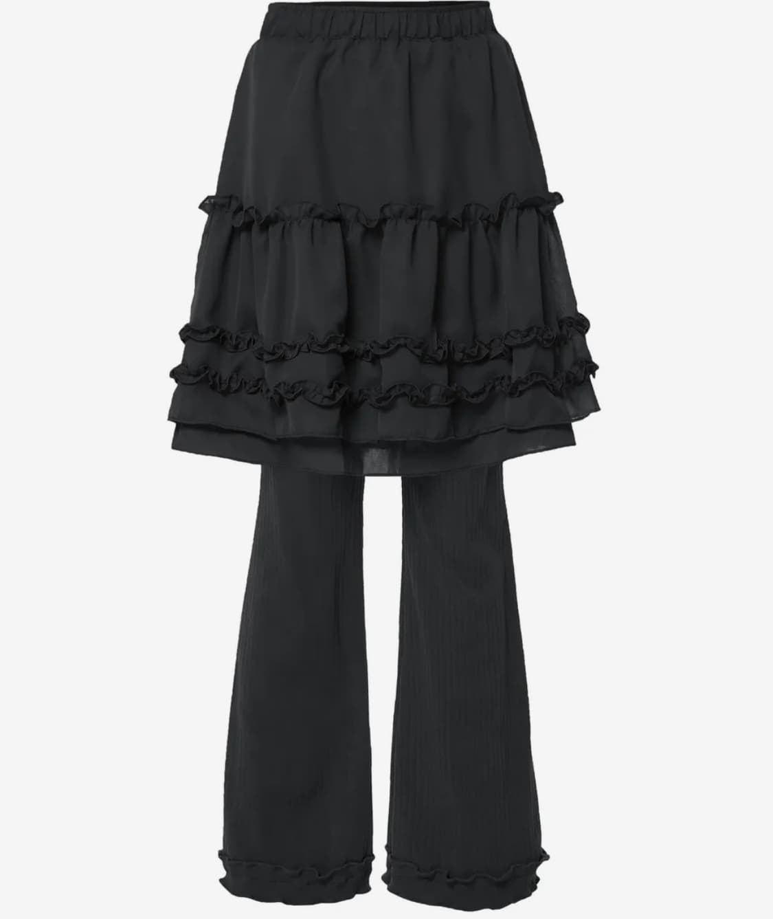 플레어업 3-Layered Ruffle Skirt Pants 블랙 상품이미지2