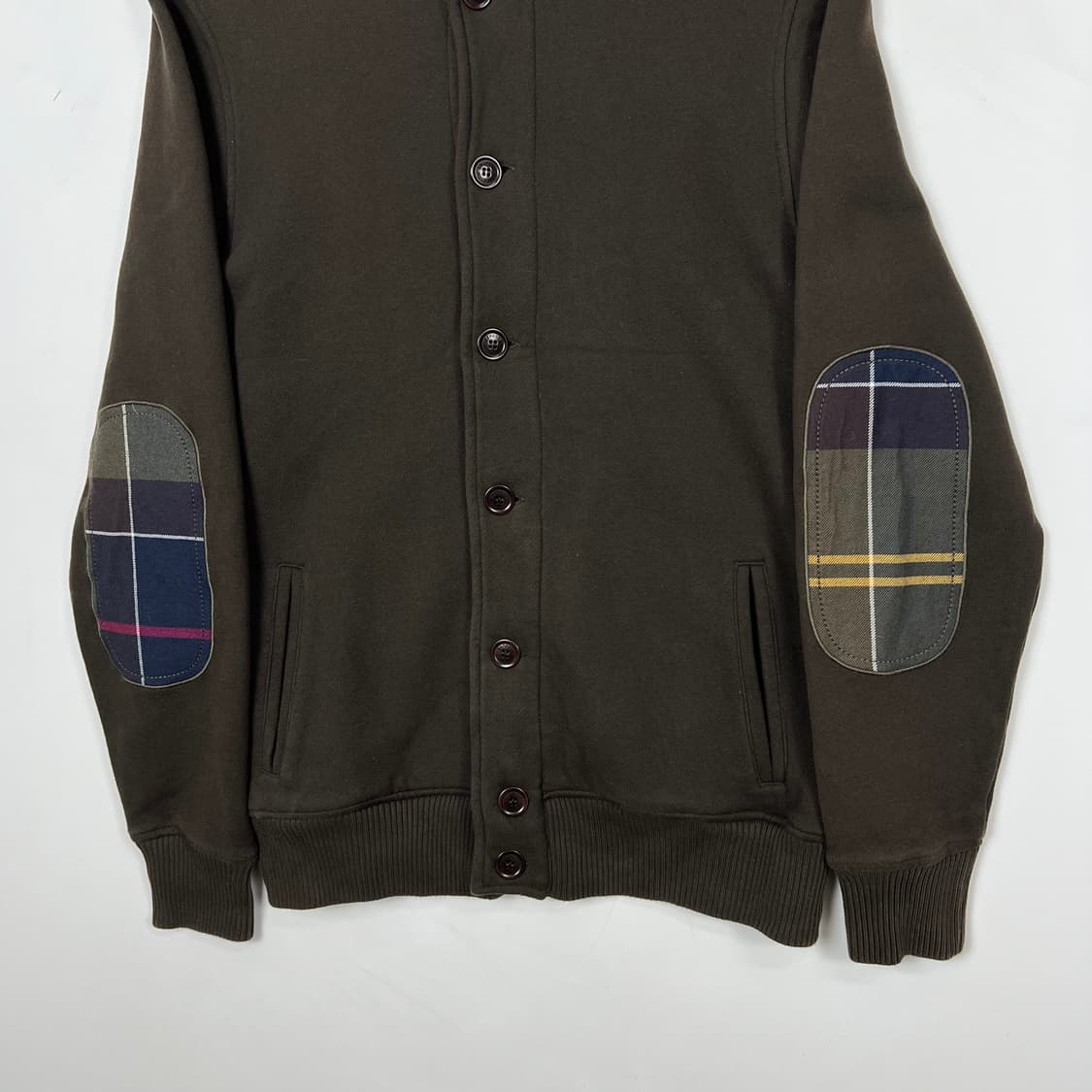Barbour 바버 엘보우 패치 숄카라 코튼 가디건 상품이미지2