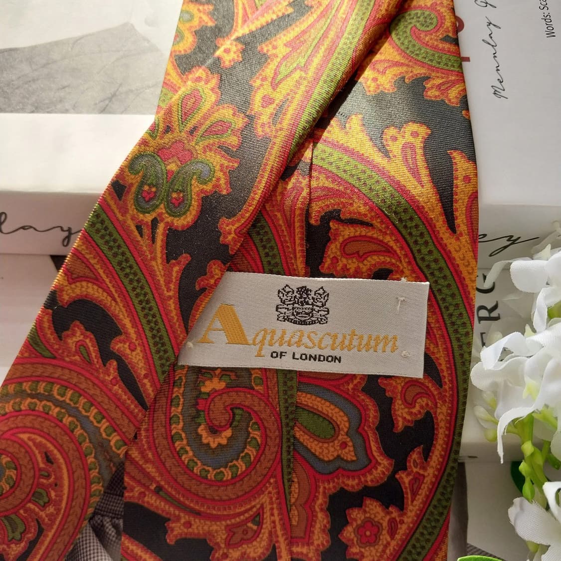 아쿠아스큐텀 실크 블랙 페이즐리 넥타이 9.5cm A+등급 K1521
 상품이미지7