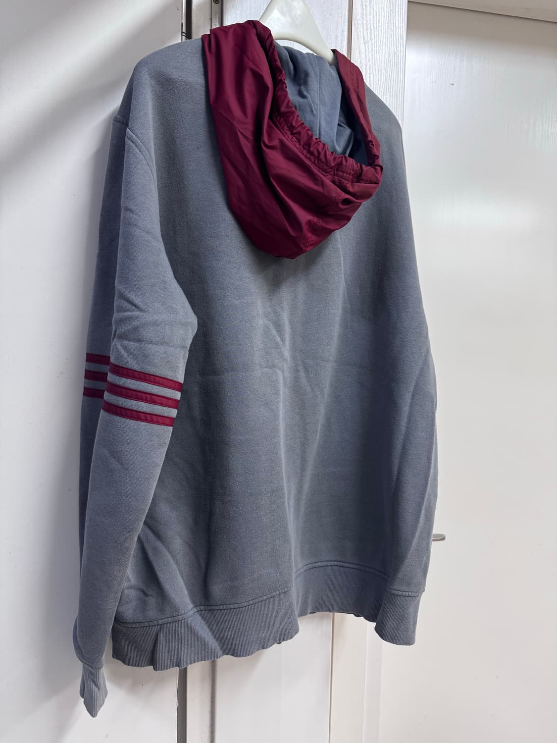아디다스 삼선 후드집업 버건디/회색 상품이미지6
