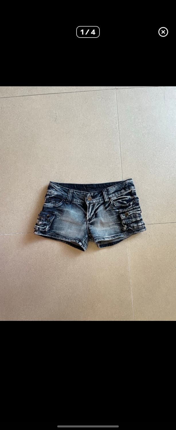팝걸 빈티지 워싱 데님 카고 쇼츠 반바지 상품이미지1