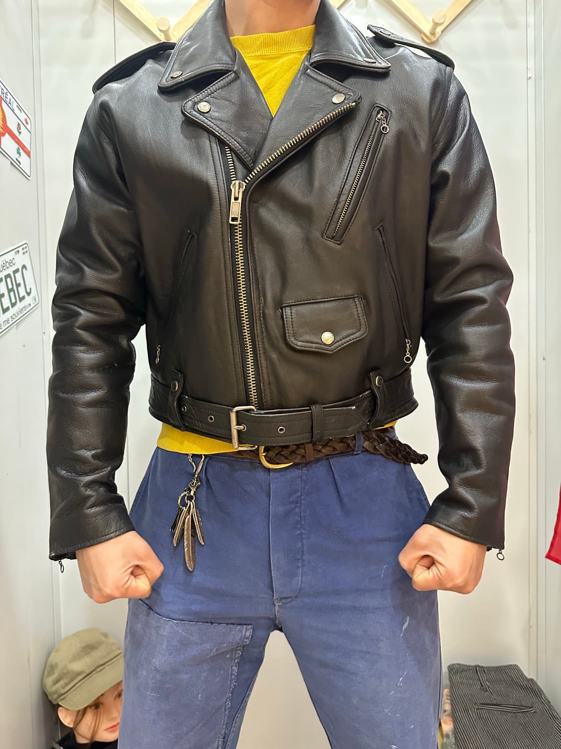 JPN MACHOPE 카우하이드 더블 라이더 자켓 L 상품이미지7