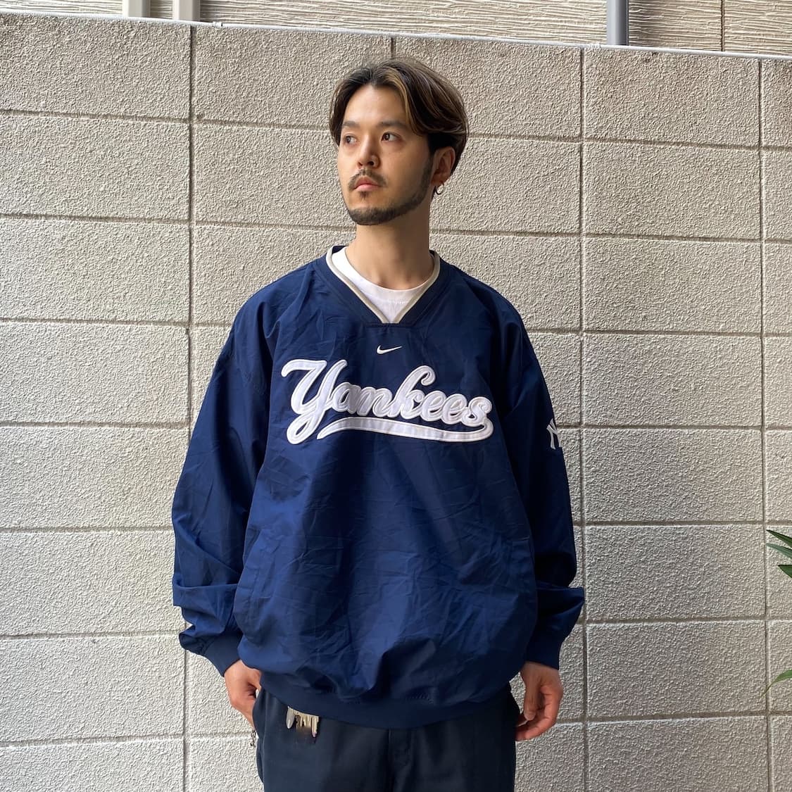 [XL] 00s 나이키 뉴욕양키스 바람막이 웜업 풀오버 상품이미지3