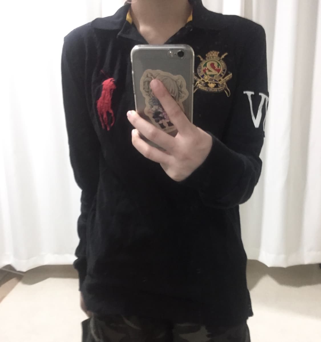 폴로 랄프로렌 빅포니 검빨 블랙 레드 카라 긴팔 롱슬리브 상품이미지1