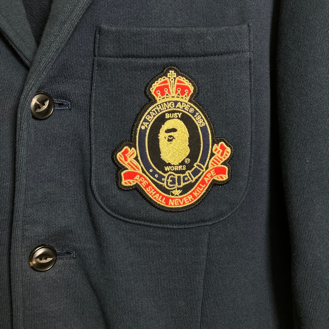 베이프 패치 네이비 코튼 블레이저 자켓 S 상품이미지7