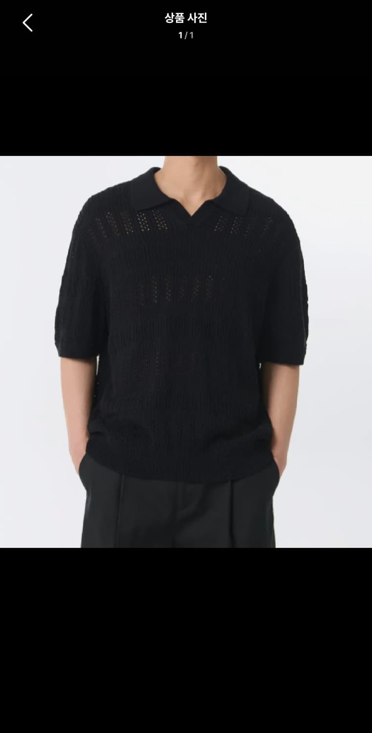 XL / 블랙 ) 무신사스탠다드 크로셰 니트 폴로 카라 셔츠 상품이미지1