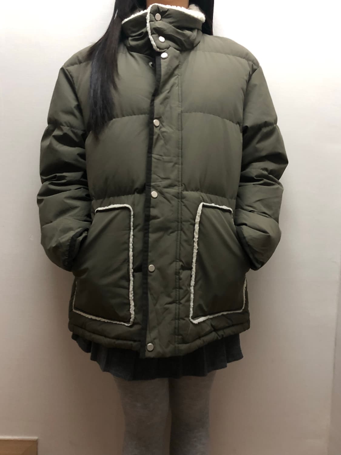 빈티지 카키 퍼 디테일 점퍼 상품이미지8