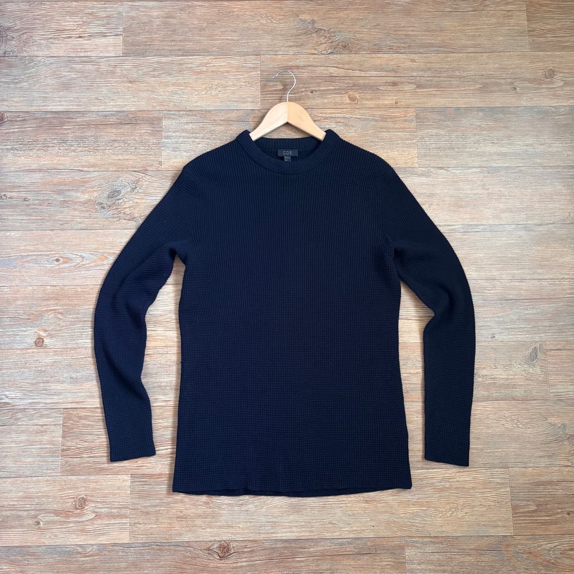 COS 다크네이비 니트 M 골지 체크 수입 정품 코스 실루엣 상품이미지4