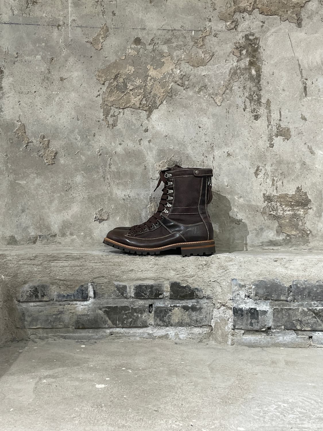 디젤 레어 브라운 백 패스너 컴뱃 레더 부츠 상품이미지1