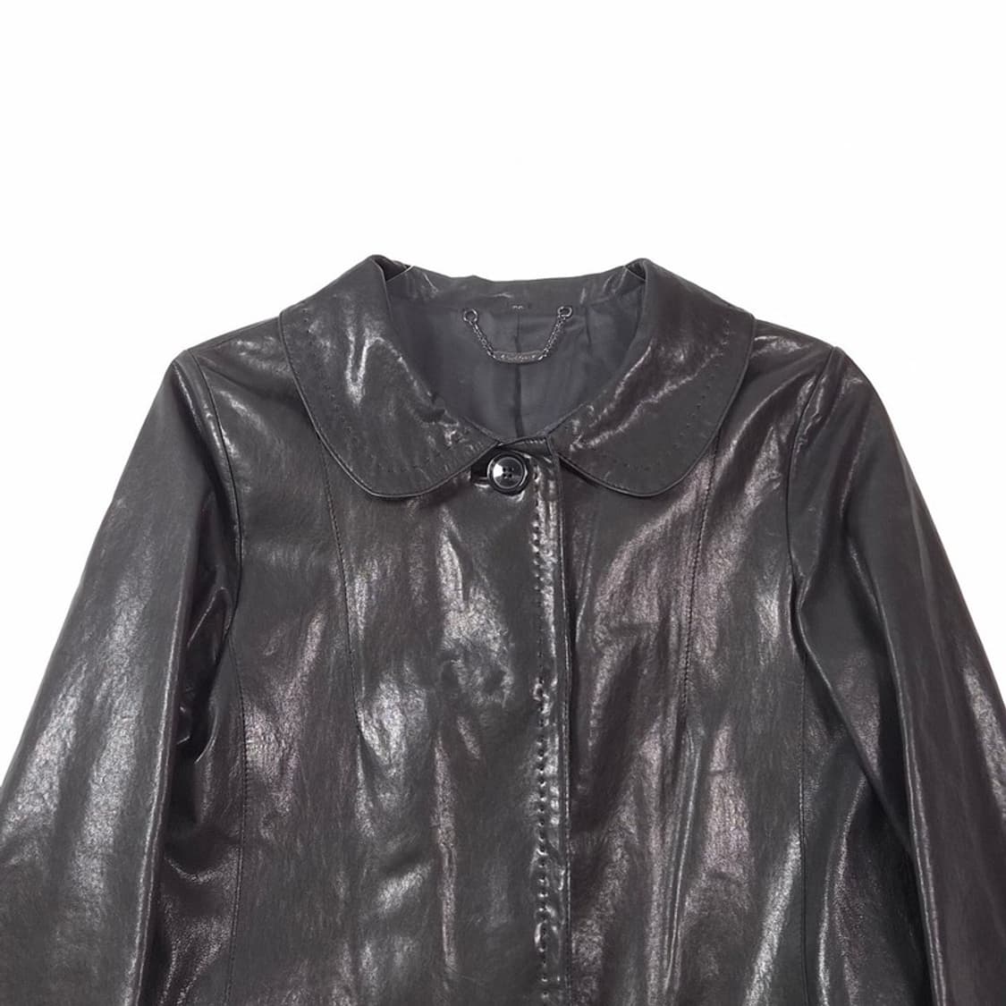 빈티지 블랙 레더 하프 코트 66 상품이미지3