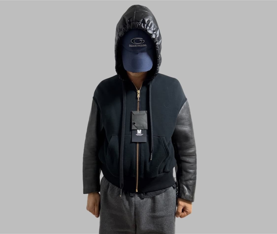 언더커버 24ss 양가죽 슬리브 나일론 후드 집업 상품이미지2
