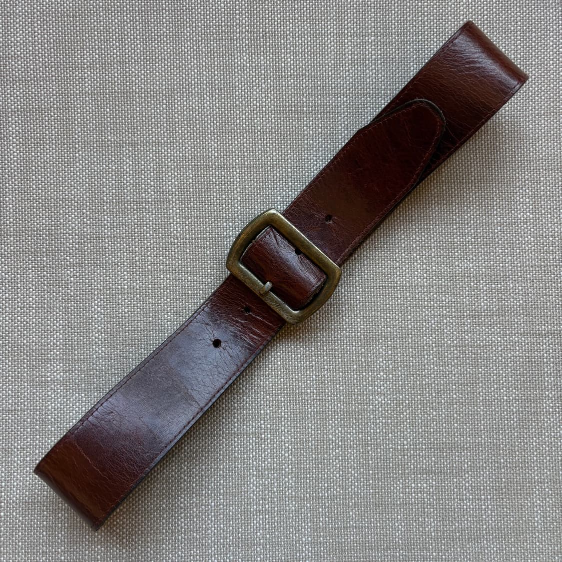 [27] 80s USA 위스키 브라운 레더 솔리드 브라스 벨트 상품이미지3