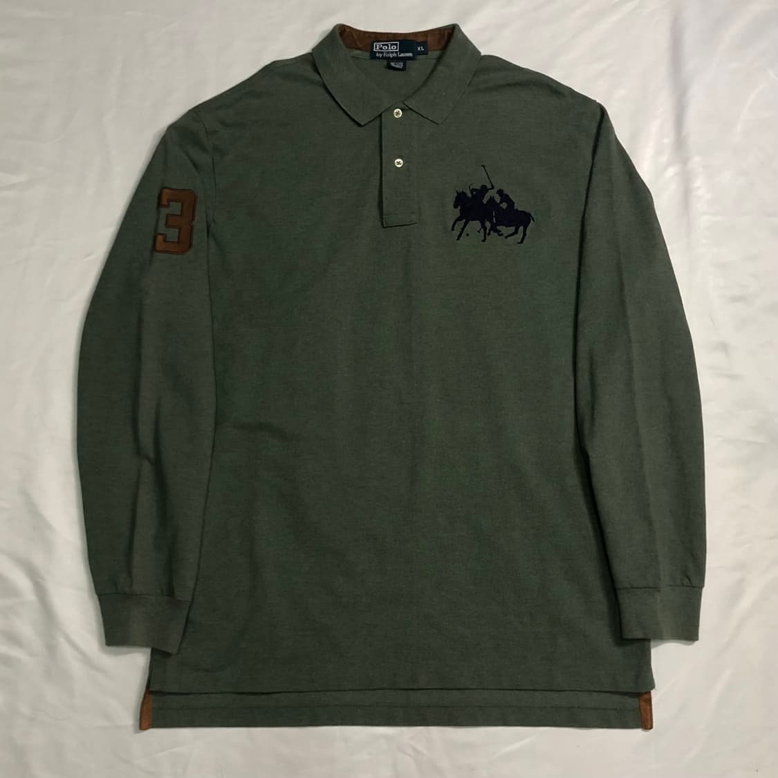 폴로 랄프로렌 올리브 가죽패치 빅포니 럭비 카라티 상품이미지2