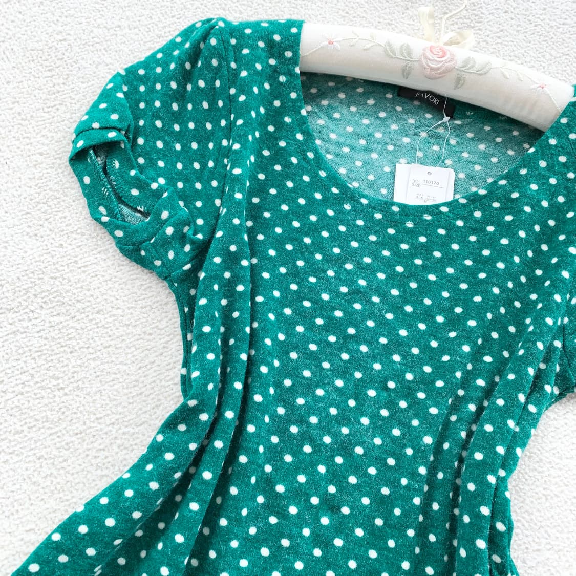 미사 임수정깔 도트 청록 반팔니트 상품이미지1