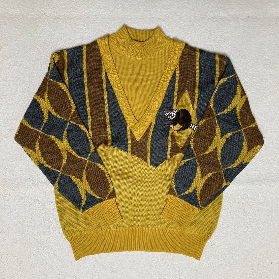 라쿤 패치 레이어드 니트 상품이미지1